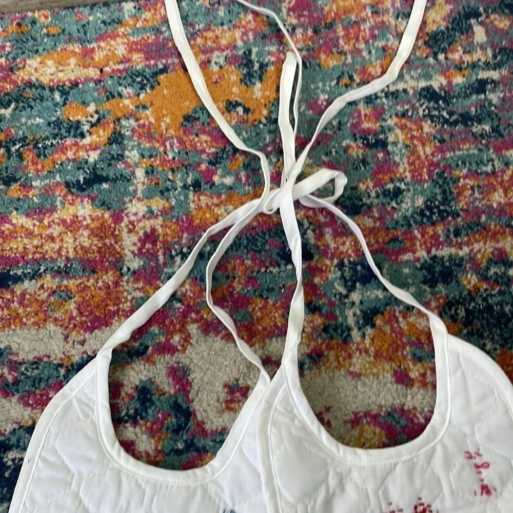 2 Baby Bibs Cross Stitch I Love Mommy I Love Daddy